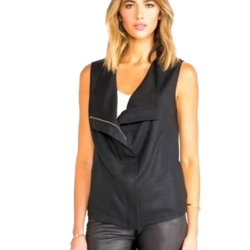 PIXLEY Black Asymmetrical Moto Zip Up Vest NWOT Medium